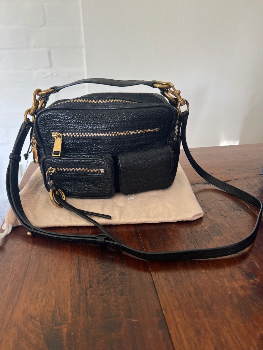 Authentic Rebecca Minkoff Black Leather Jett Boxy Crossbody Bag NWT